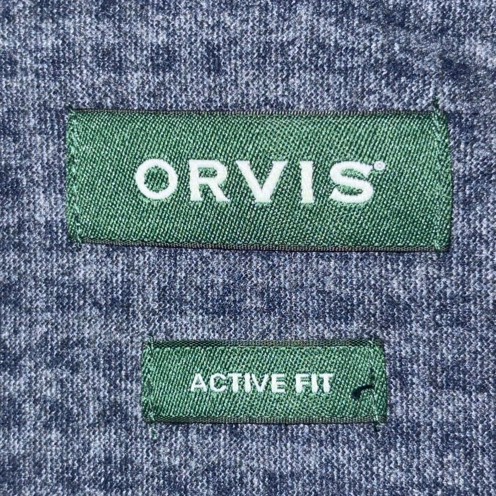 Orvis Shirt Mens 2XL Blue Gray Flannel Button Up Long Sleeve Active Fit Pockets - Picture 5 of 7